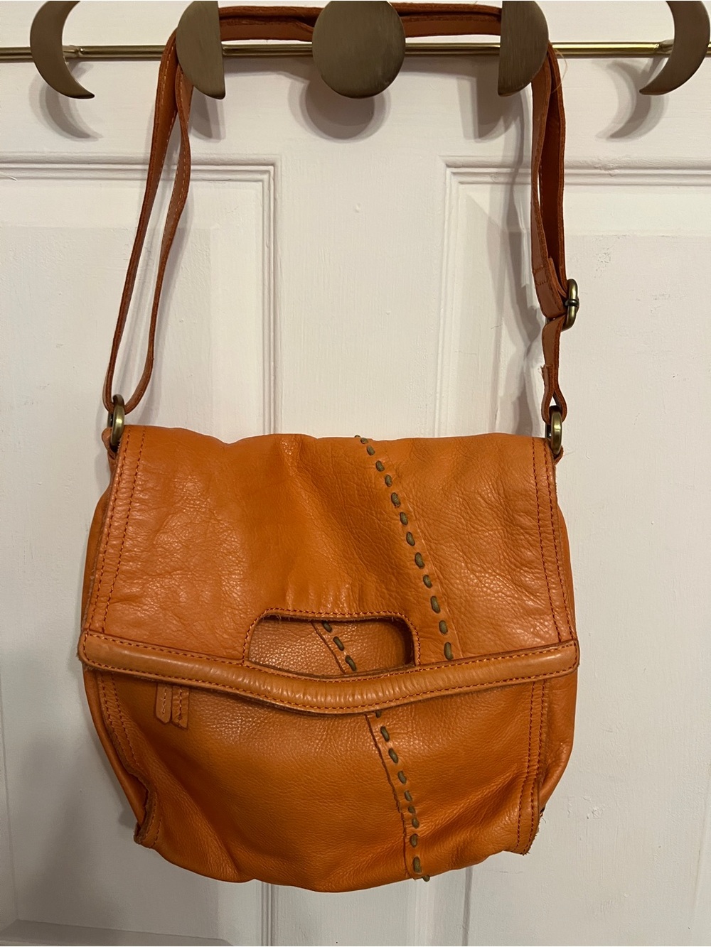 Lucky Brand Orange Leather Crossbody Bag